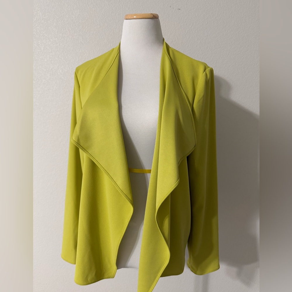 NWT Nine West Meadow Open-Front Draped Jacket in Chartreuse- Large
